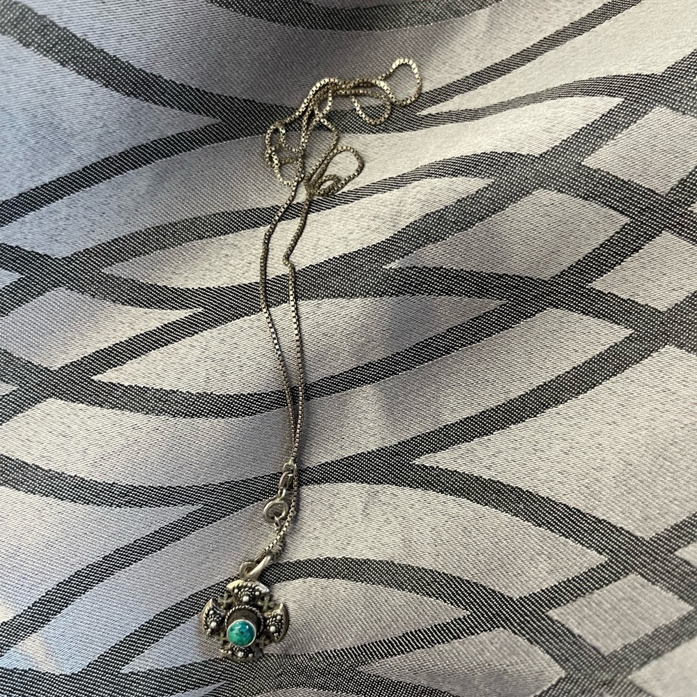 Vintage Solid 925 Italy Sterling‎  Siver Chain with 925 Jerusalem charm H03
